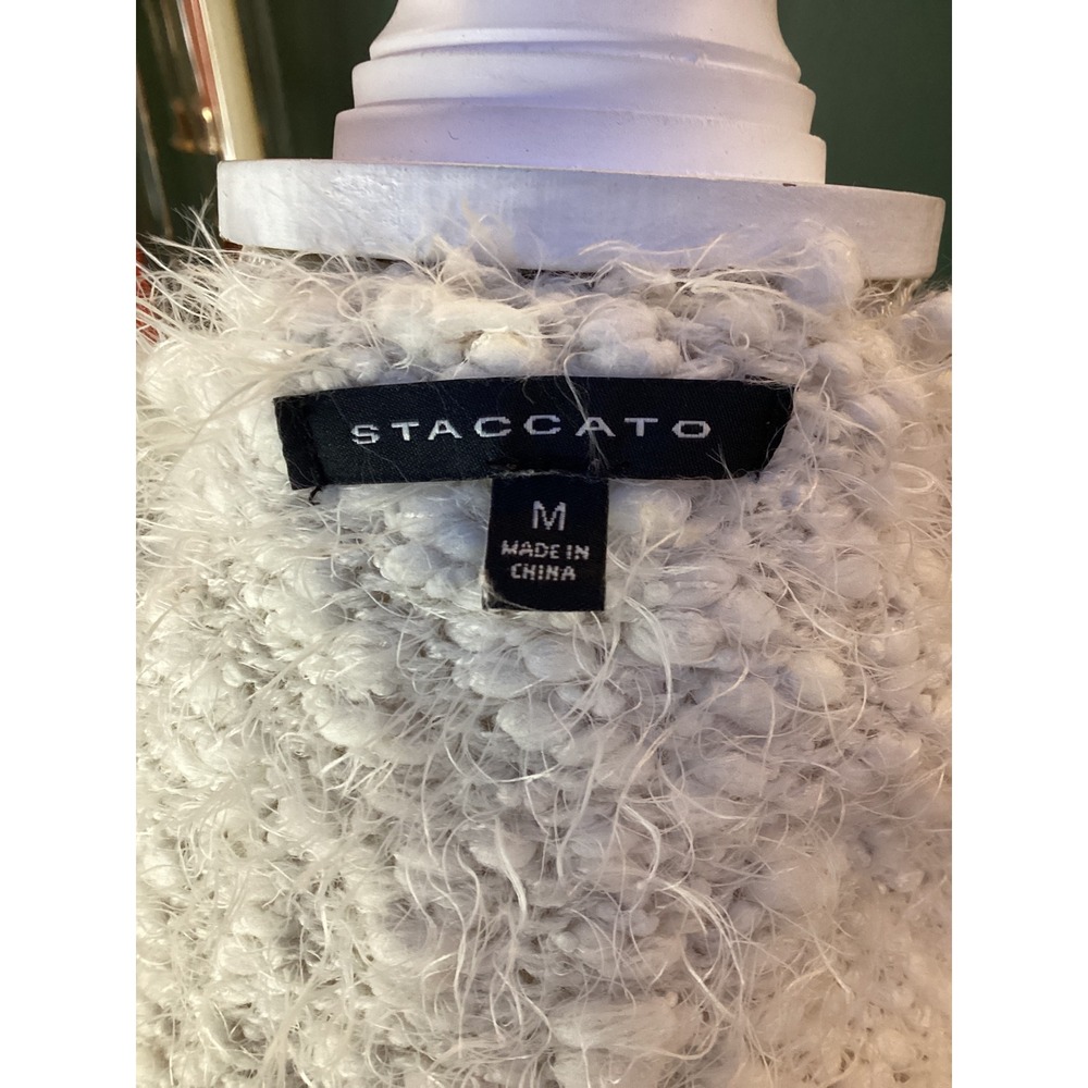 Staccato Super‎ Soft Striped Fuzzy V Neck Sweater Size M - Picture 3 of 4